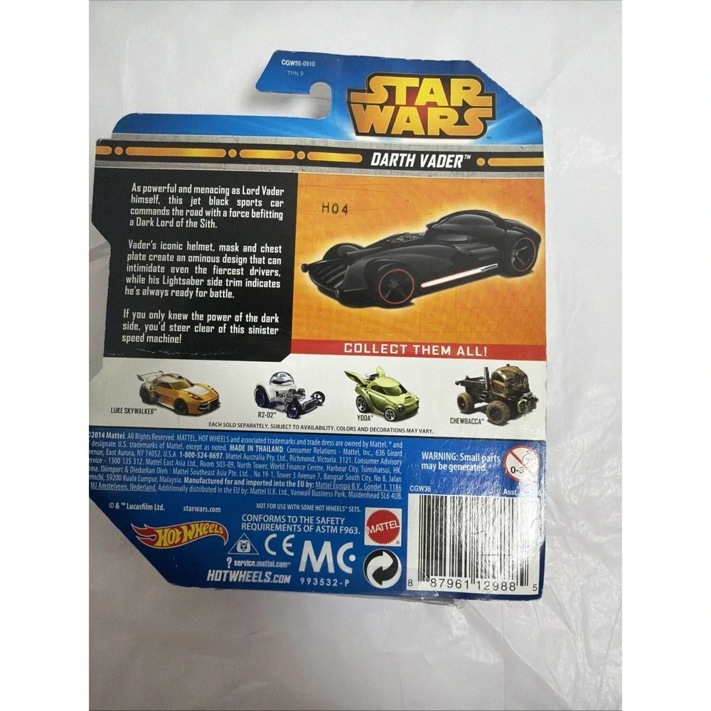 Hot Wheels Star Wars Darth Vader NEW Red Wheel